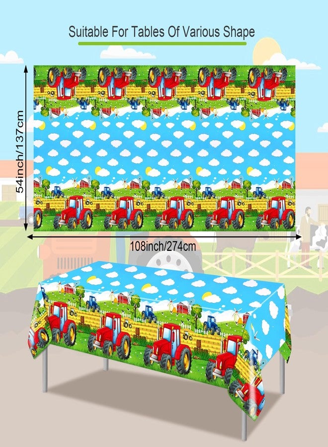 PHOGARY 3 Pack Tractor Tablecloth, Red Tractor Table Cloths Disposable Plastic Rectangular Table Covers for Baby Shower Farm Themed Birthday Party Decorations Tractor Birthday Party Supplies 54"X108" - Image 3